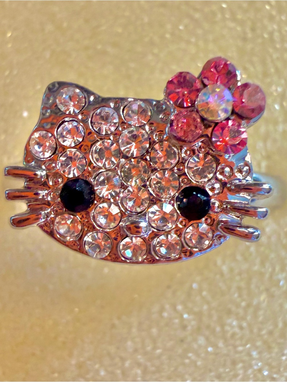 Hello Kitty Pink and Clear Crystal Rhinestone Ring
